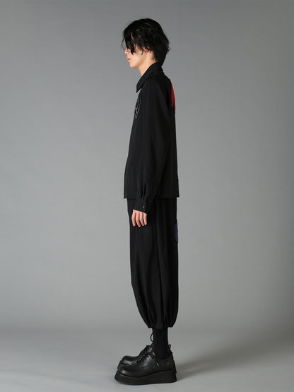 WOOL GABARDINE APPLIQUE ZIP JACKET