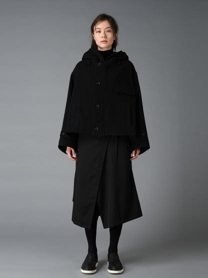 WOOL GABARDINE+VINTAGE NYLON HOODED BLOUSON