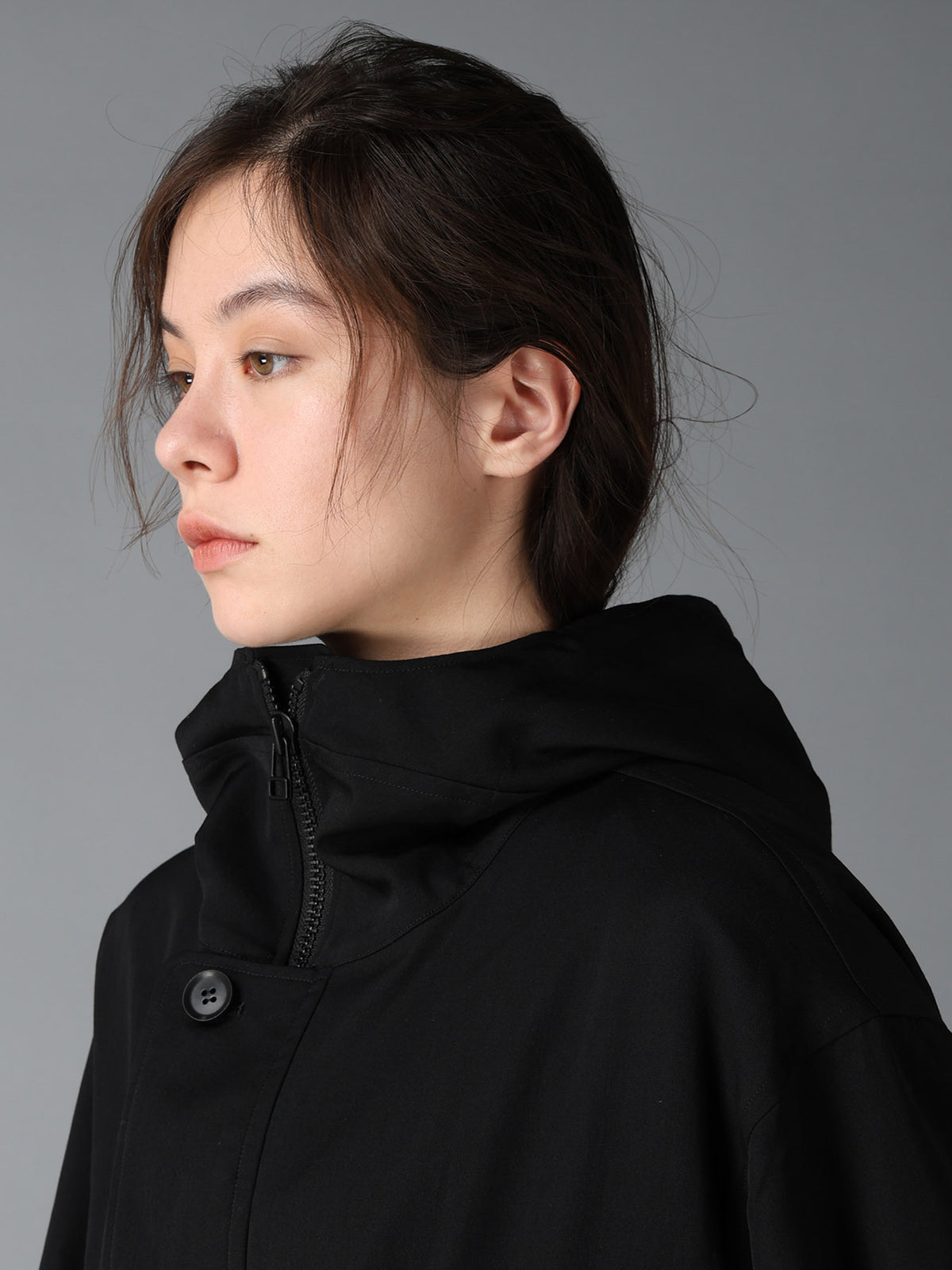 WOOL GABARDINE+VINTAGE NYLON HOODED BLOUSON