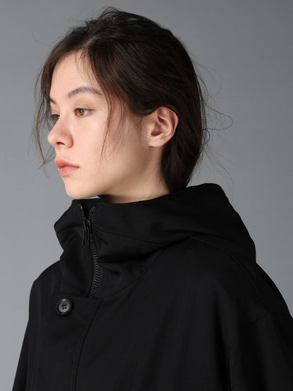 WOOL GABARDINE+VINTAGE NYLON HOODED BLOUSON