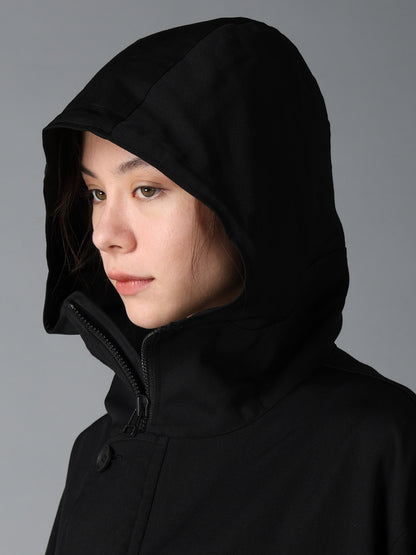 WOOL GABARDINE+VINTAGE NYLON HOODED BLOUSON