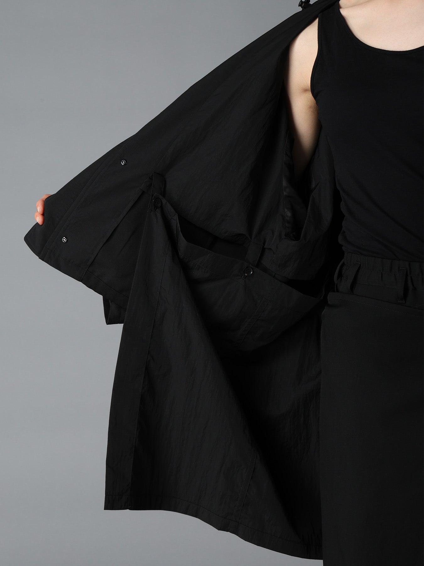 WOOL GABARDINE+VINTAGE NYLON HOODED BLOUSON – THE SHOP YOHJI YAMAMOTO