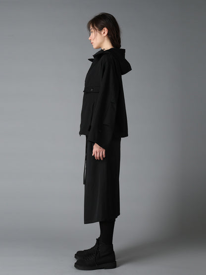 WOOL GABARDINE+VINTAGE NYLON HOODED BLOUSON
