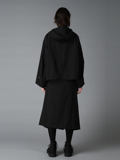 WOOL GABARDINE+VINTAGE NYLON HOODED BLOUSON