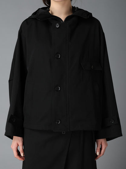 WOOL GABARDINE+VINTAGE NYLON HOODED BLOUSON