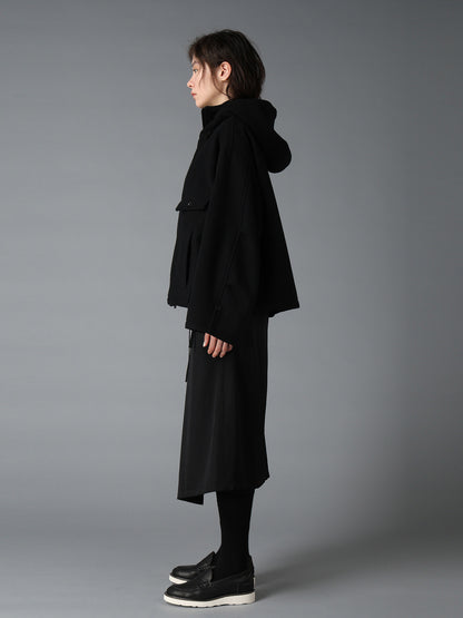 WOOL GABARDINE+VINTAGE NYLON HOODED BLOUSON
