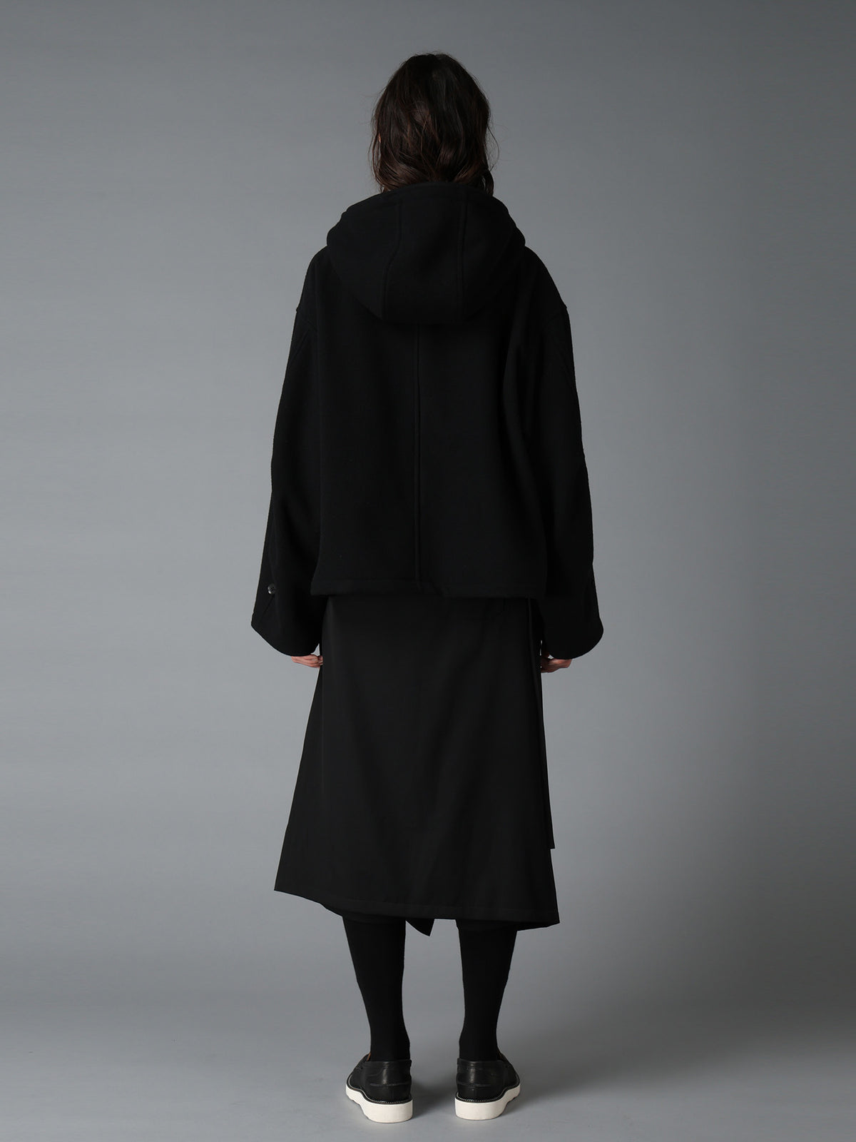 WOOL GABARDINE+VINTAGE NYLON HOODED BLOUSON