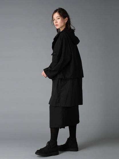 WOOL GABARDINE+VINTAGE NYLON HOODED BLOUSON