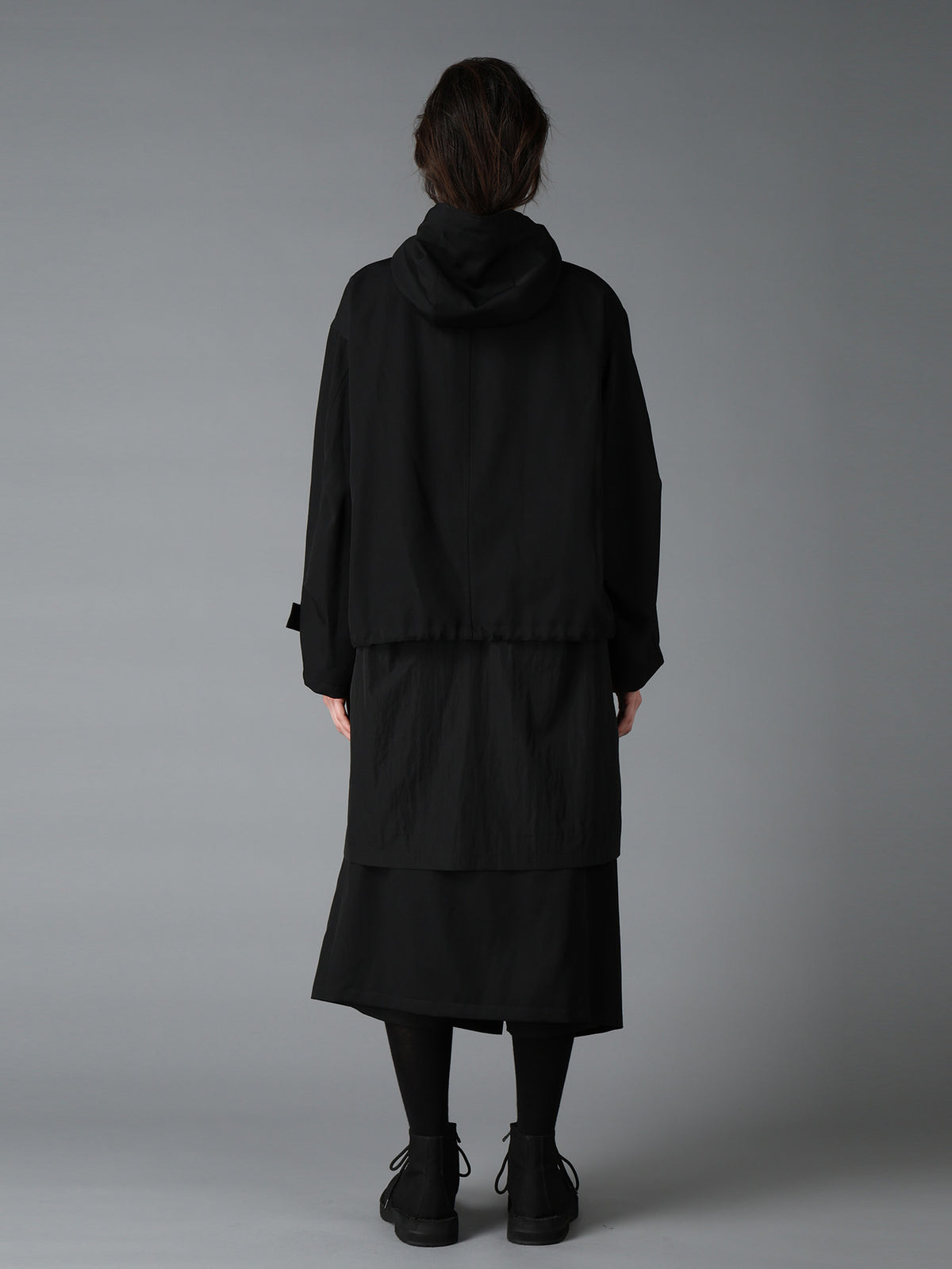WOOL GABARDINE+VINTAGE NYLON HOODED BLOUSON