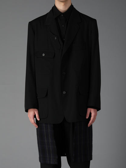 WOOL GABARDINE+C/W DARK PLAID WORK JACKET