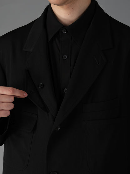 WOOL GABARDINE+C/W DARK PLAID WORK JACKET