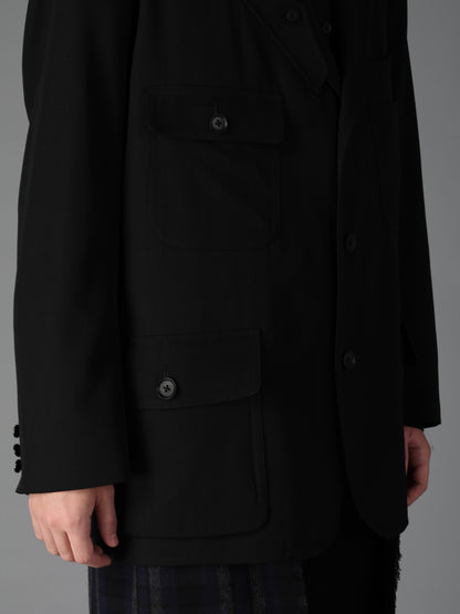 WOOL GABARDINE+C/W DARK PLAID WORK JACKET