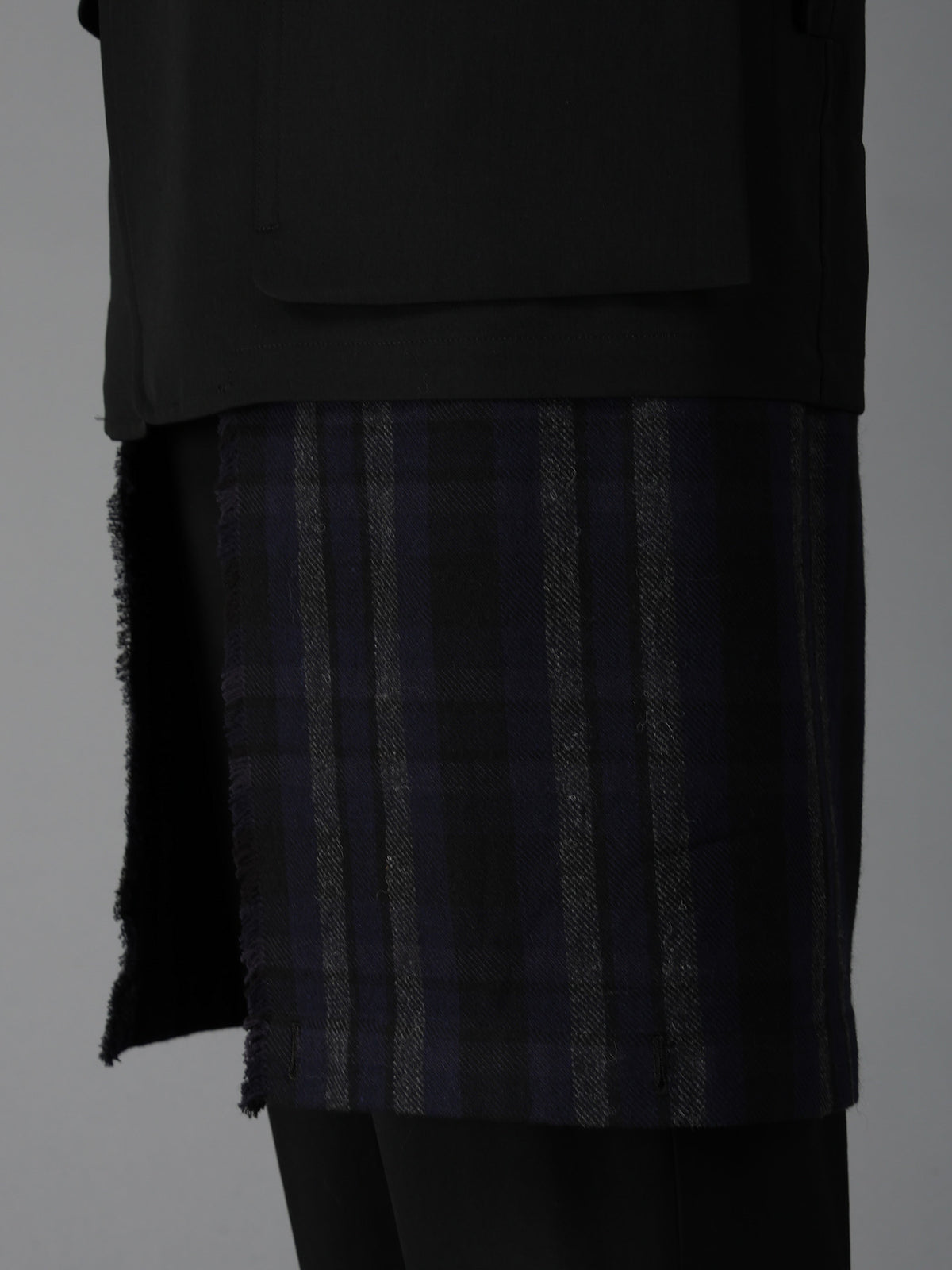 WOOL GABARDINE+C/W DARK PLAID WORK JACKET