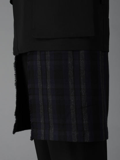 WOOL GABARDINE+C/W DARK PLAID WORK JACKET
