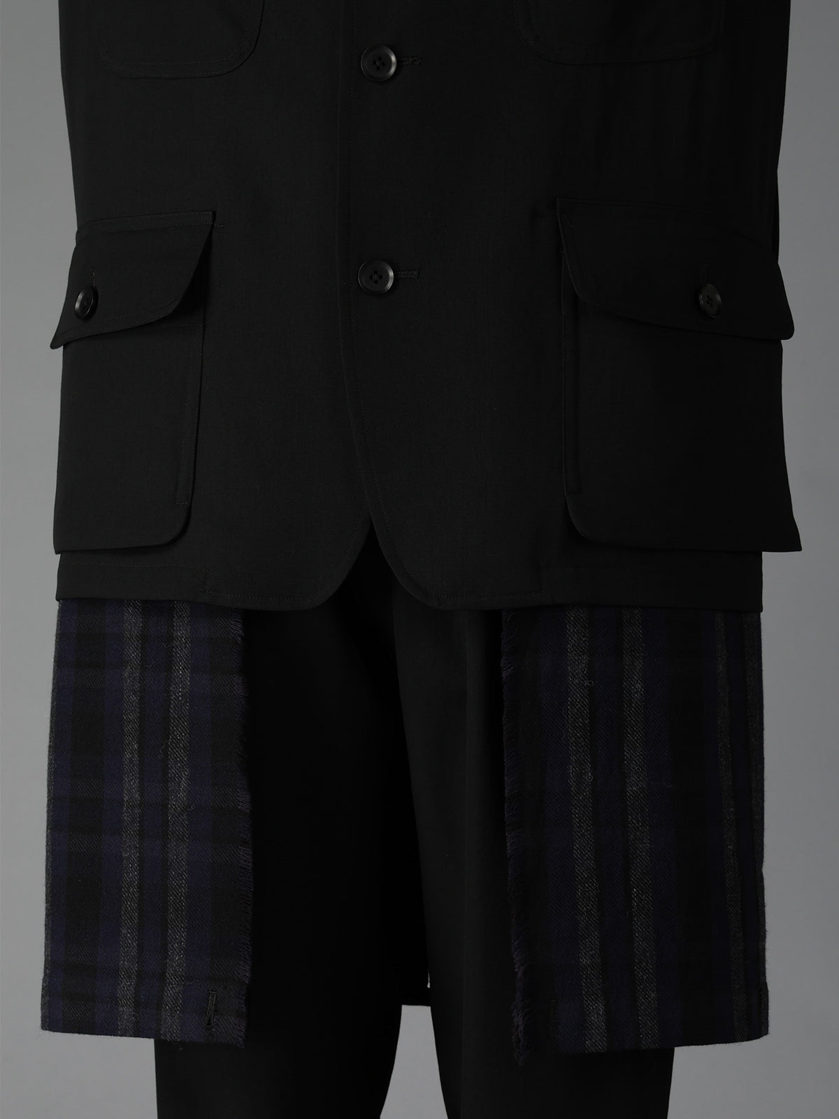 WOOL GABARDINE+C/W DARK PLAID WORK JACKET