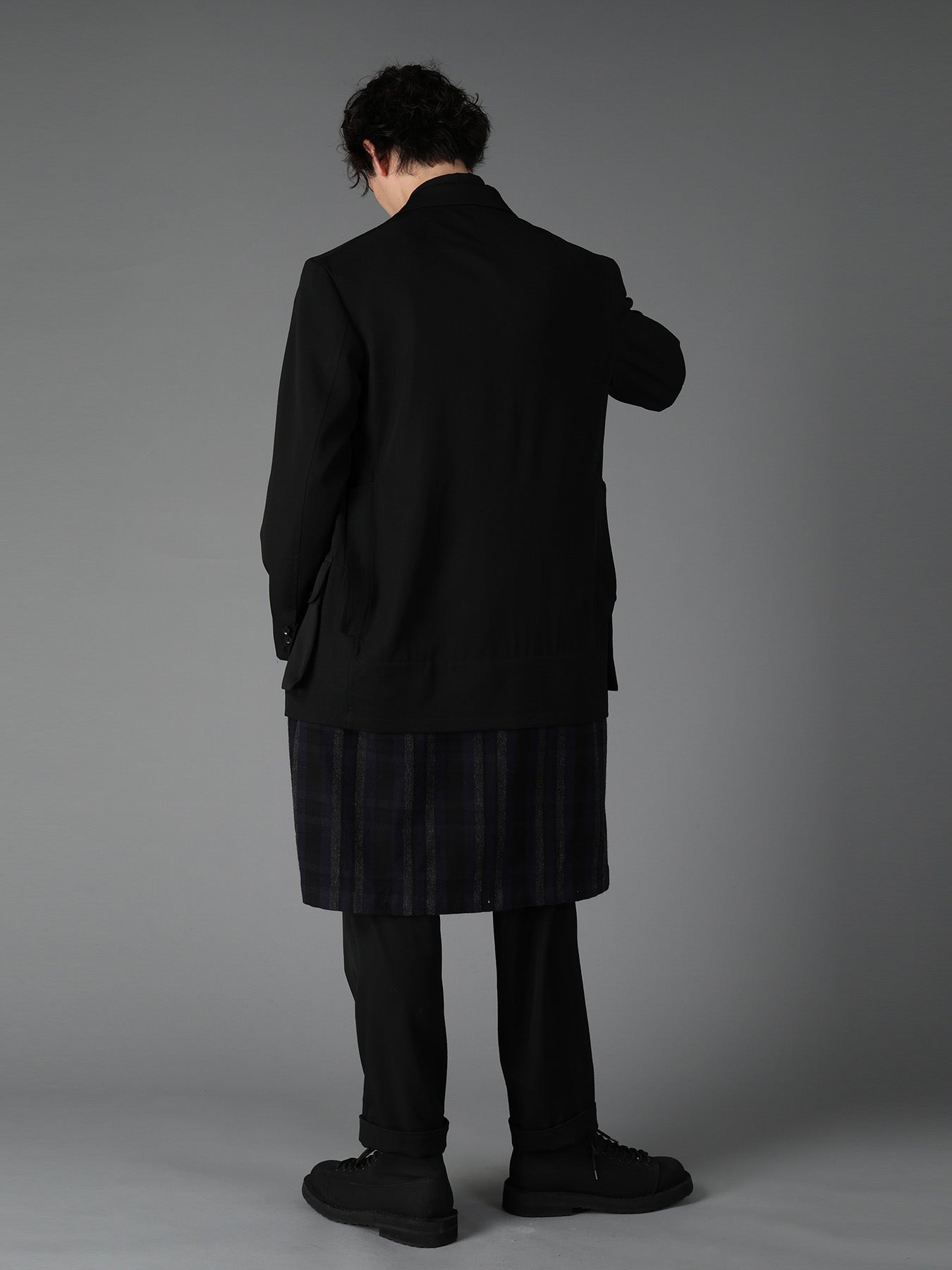 WOOL GABARDINE+C/W DARK PLAID WORK JACKET – THE SHOP YOHJI YAMAMOTO