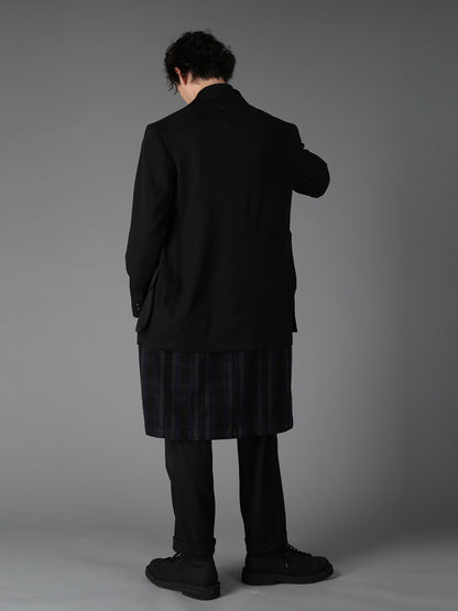 WOOL GABARDINE+C/W DARK PLAID WORK JACKET