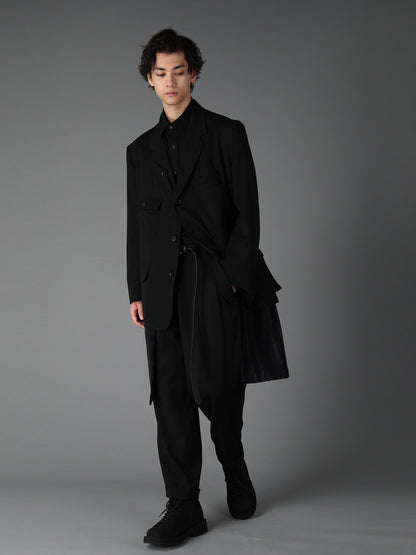WOOL GABARDINE+C/W DARK PLAID WORK JACKET