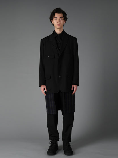 WOOL GABARDINE+C/W DARK PLAID WORK JACKET