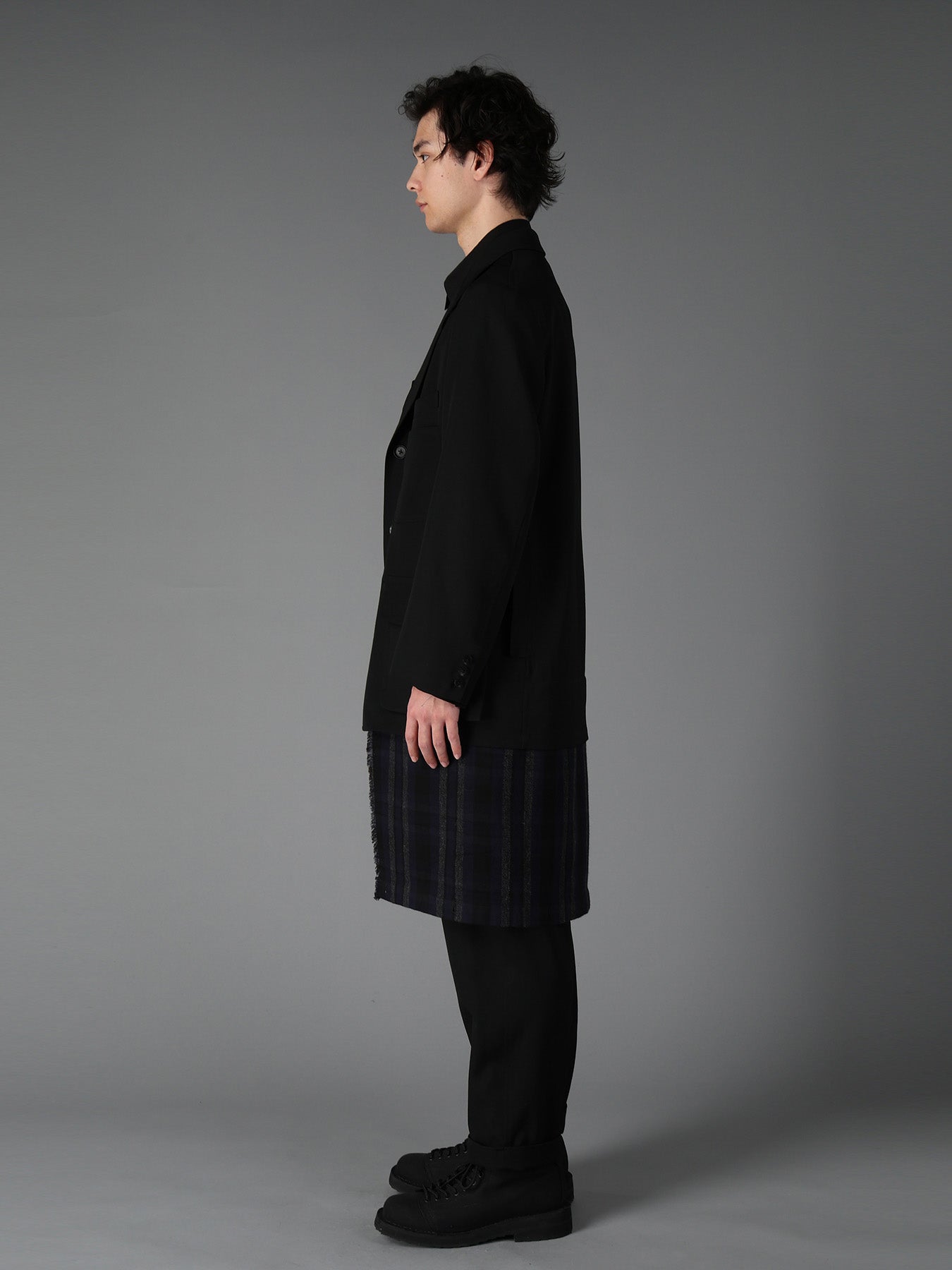 WOOL GABARDINE+C/W DARK PLAID WORK JACKET – THE SHOP YOHJI YAMAMOTO