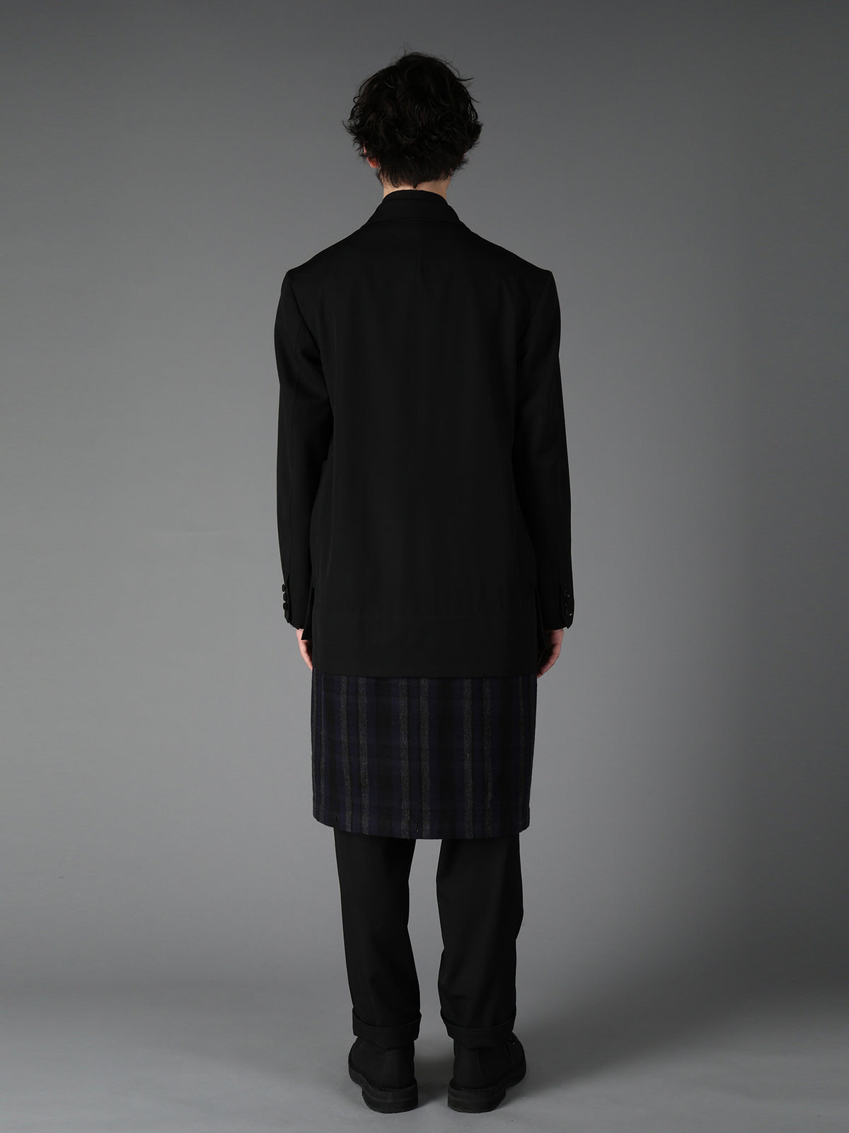 WOOL GABARDINE+C/W DARK PLAID WORK JACKET