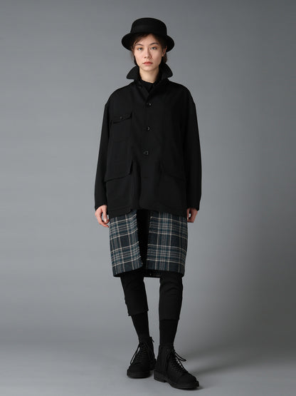 WOOL GABARDINE+BRITISH WOOL PLAID HUNTING JACKET