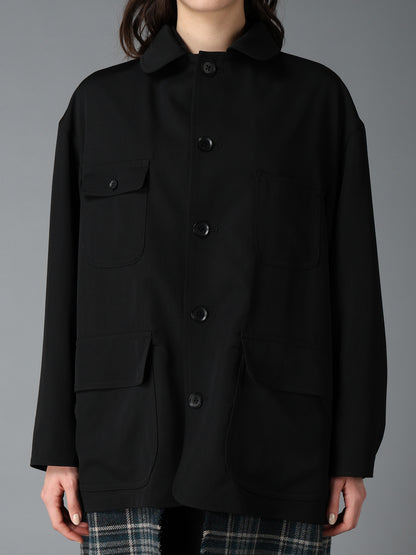 WOOL GABARDINE+BRITISH WOOL PLAID HUNTING JACKET