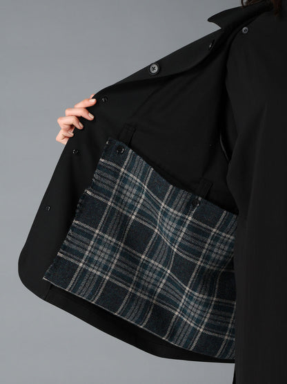 WOOL GABARDINE+BRITISH WOOL PLAID HUNTING JACKET