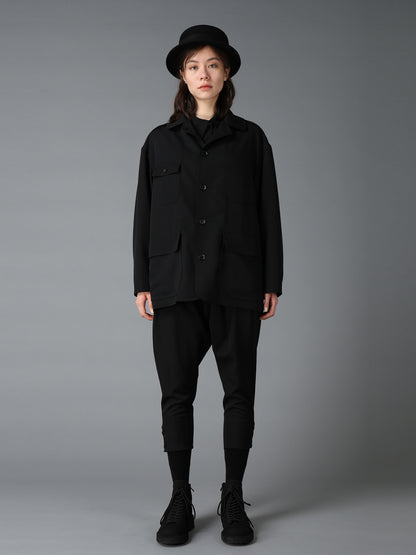 WOOL GABARDINE+BRITISH WOOL PLAID HUNTING JACKET
