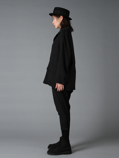 WOOL GABARDINE+BRITISH WOOL PLAID HUNTING JACKET