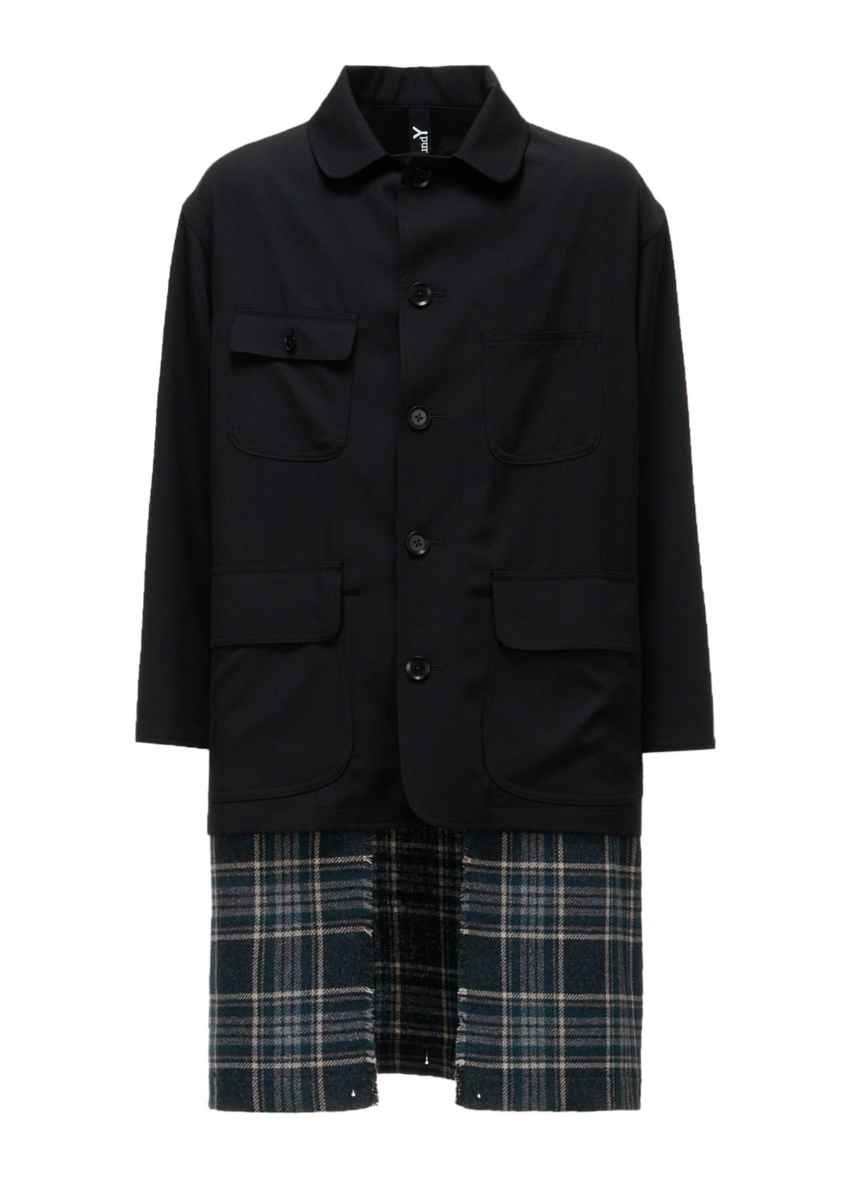 WOOL GABARDINE+BRITISH WOOL PLAID HUNTING JACKET