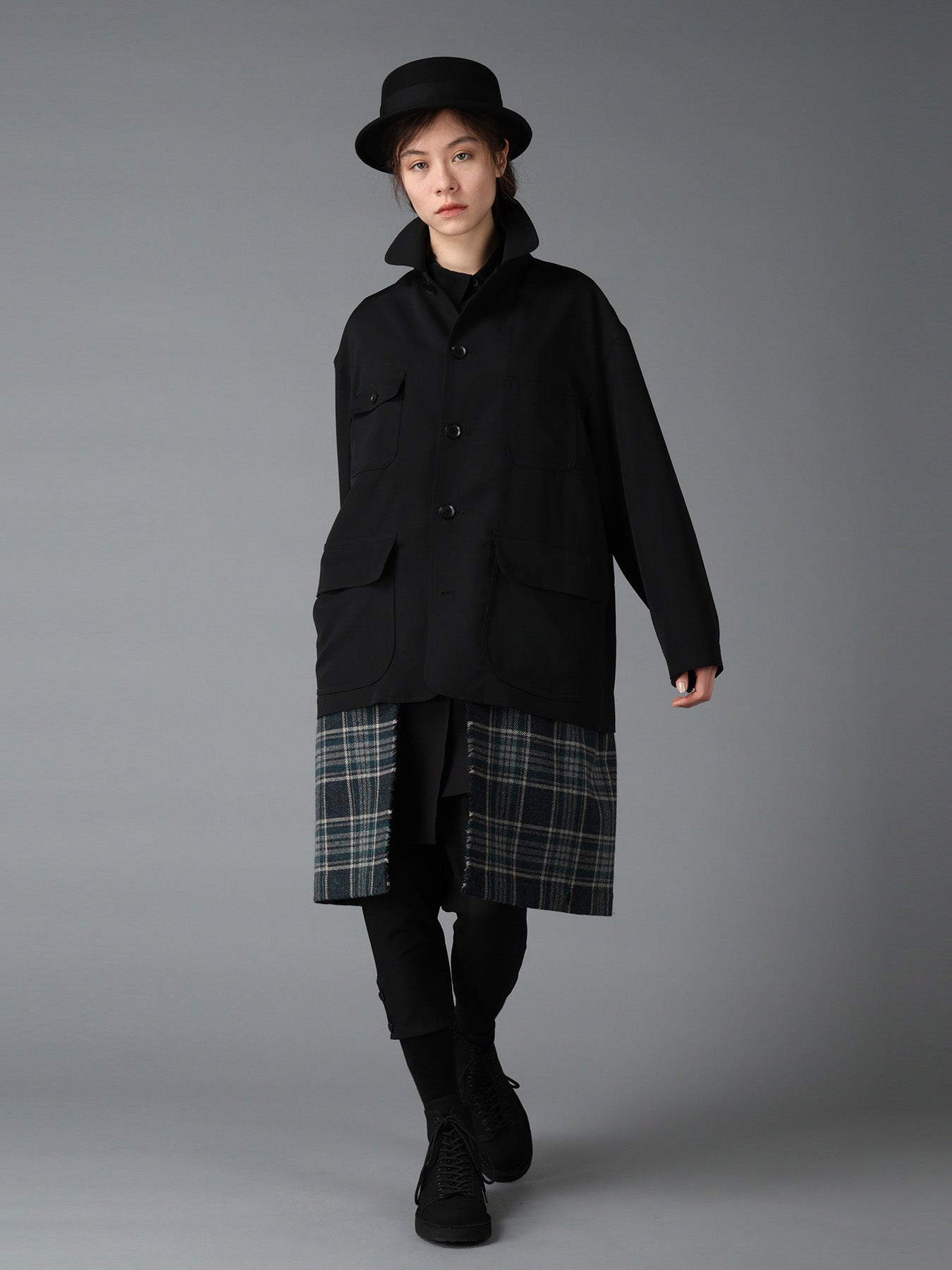 WOOL GABARDINE+BRITISH WOOL PLAID HUNTING JACKET – THE SHOP YOHJI