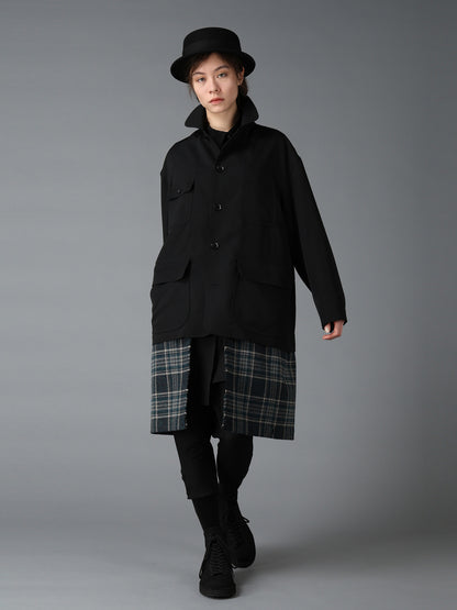 WOOL GABARDINE+BRITISH WOOL PLAID HUNTING JACKET