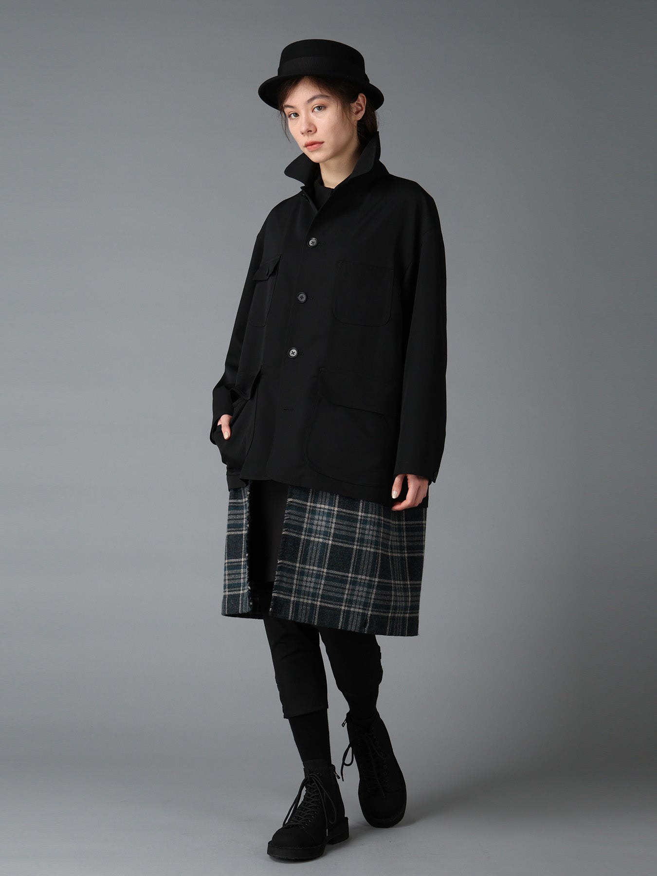 WOOL GABARDINE+BRITISH WOOL PLAID HUNTING JACKET – THE SHOP YOHJI