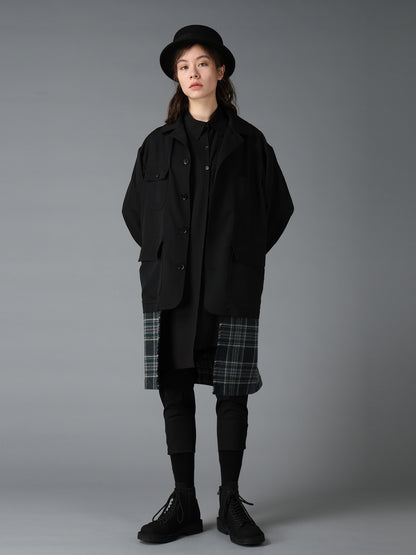 WOOL GABARDINE+BRITISH WOOL PLAID HUNTING JACKET