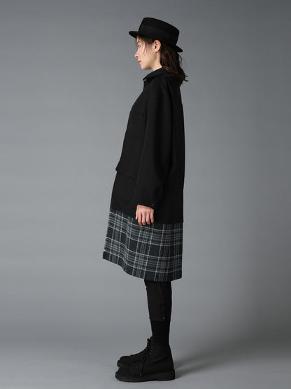 WOOL GABARDINE+BRITISH WOOL PLAID HUNTING JACKET