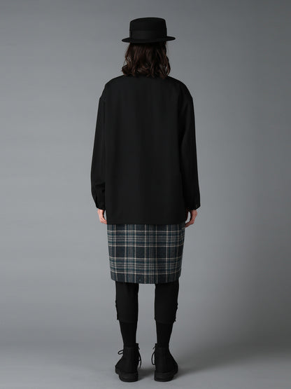 WOOL GABARDINE+BRITISH WOOL PLAID HUNTING JACKET