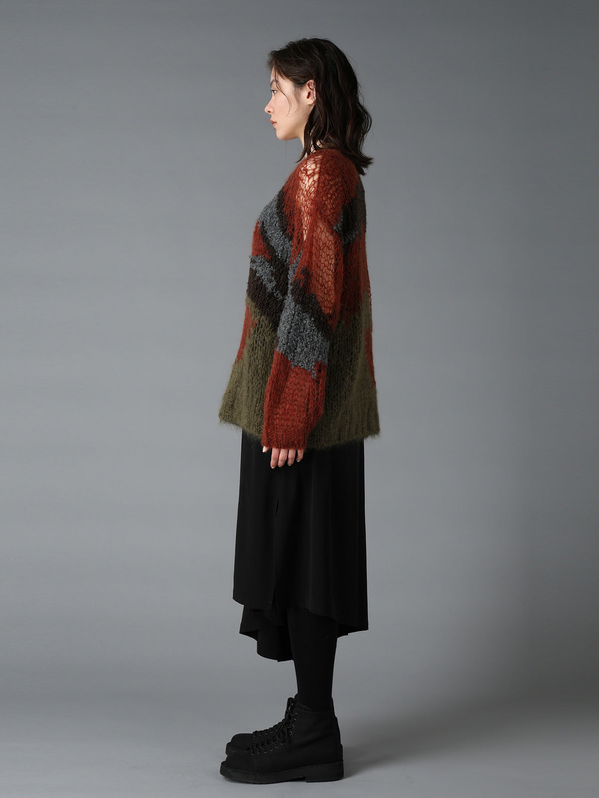 MOHAIR X BOUCLE INTARSIA KNIT PULLOVER