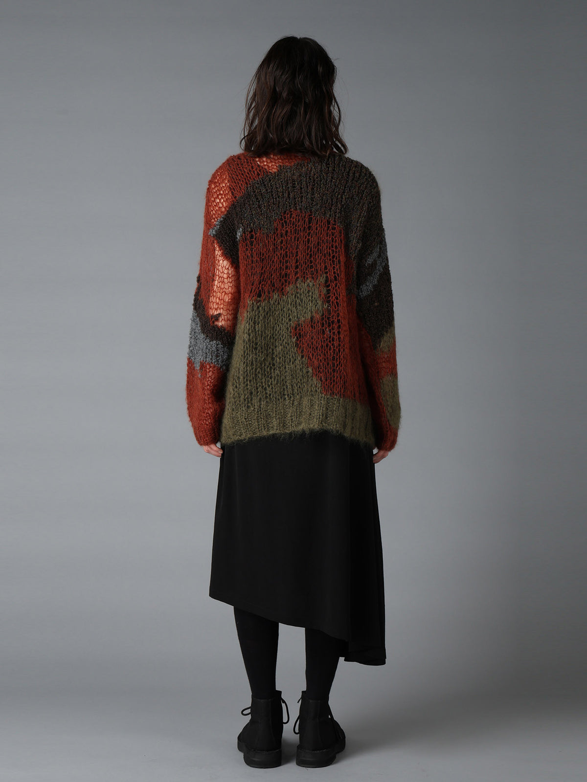MOHAIR X BOUCLE INTARSIA KNIT PULLOVER