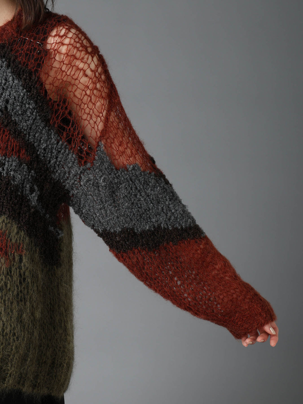 MOHAIR X BOUCLE INTARSIA KNIT PULLOVER
