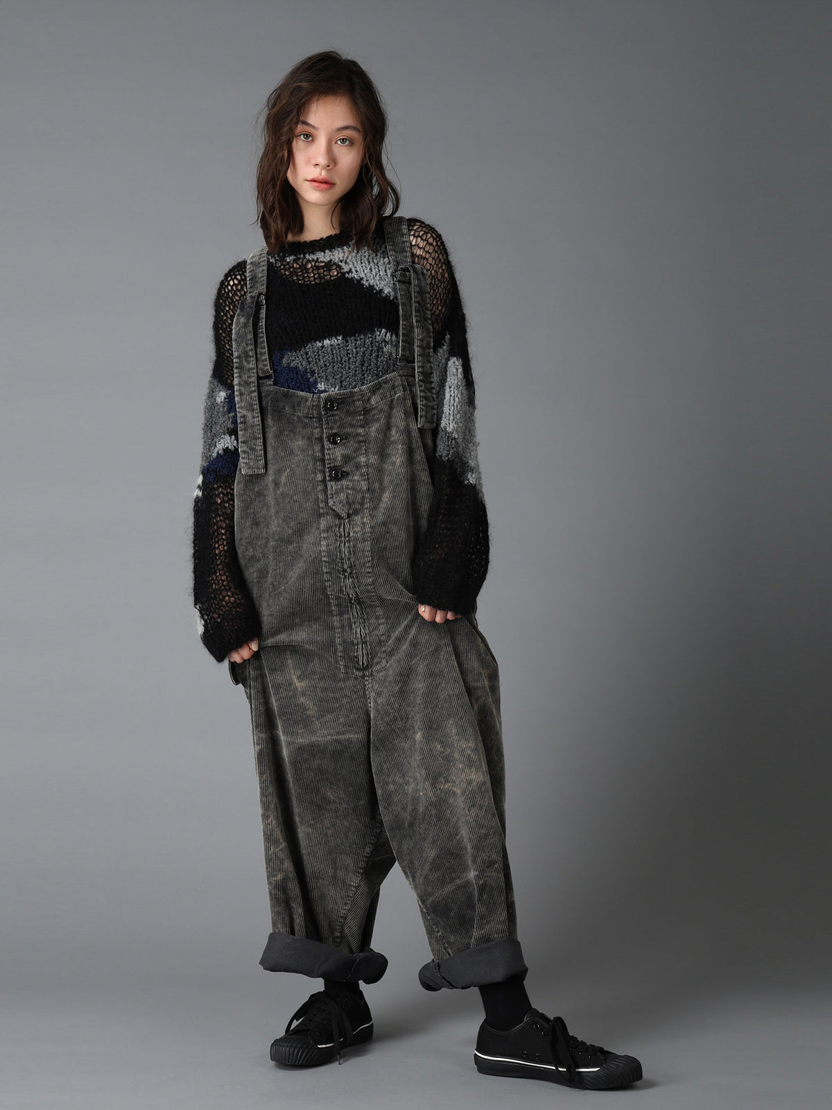 MOHAIR X BOUCLE INTARSIA KNIT PULLOVER