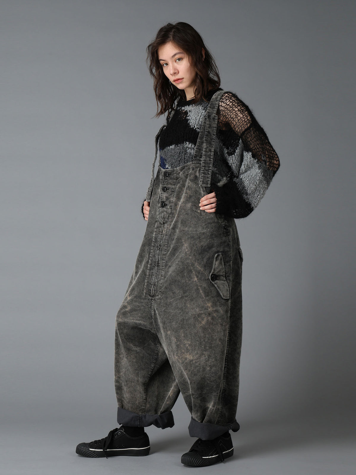 MOHAIR X BOUCLE INTARSIA KNIT PULLOVER