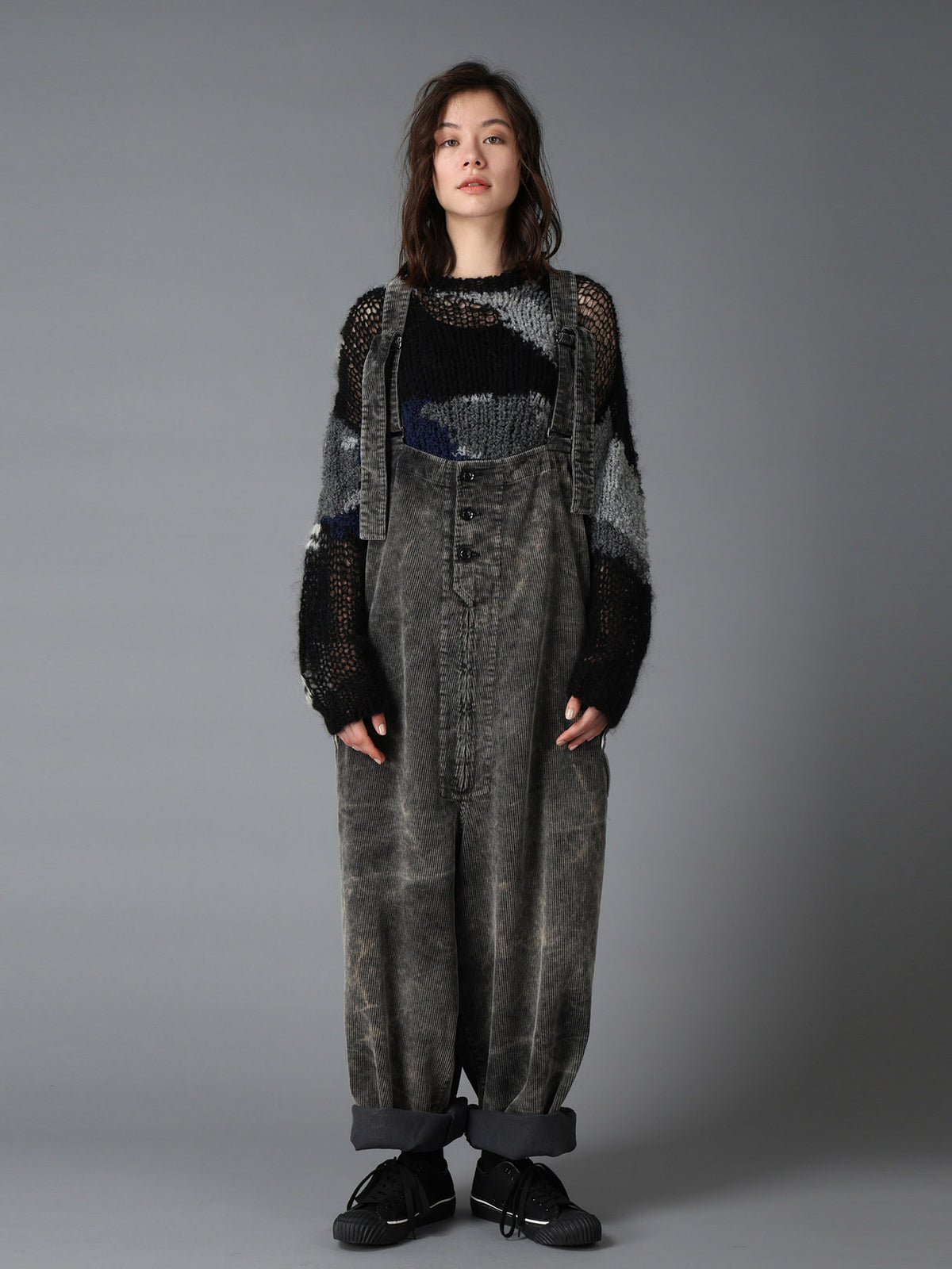 MOHAIR X BOUCLE INTARSIA KNIT PULLOVER
