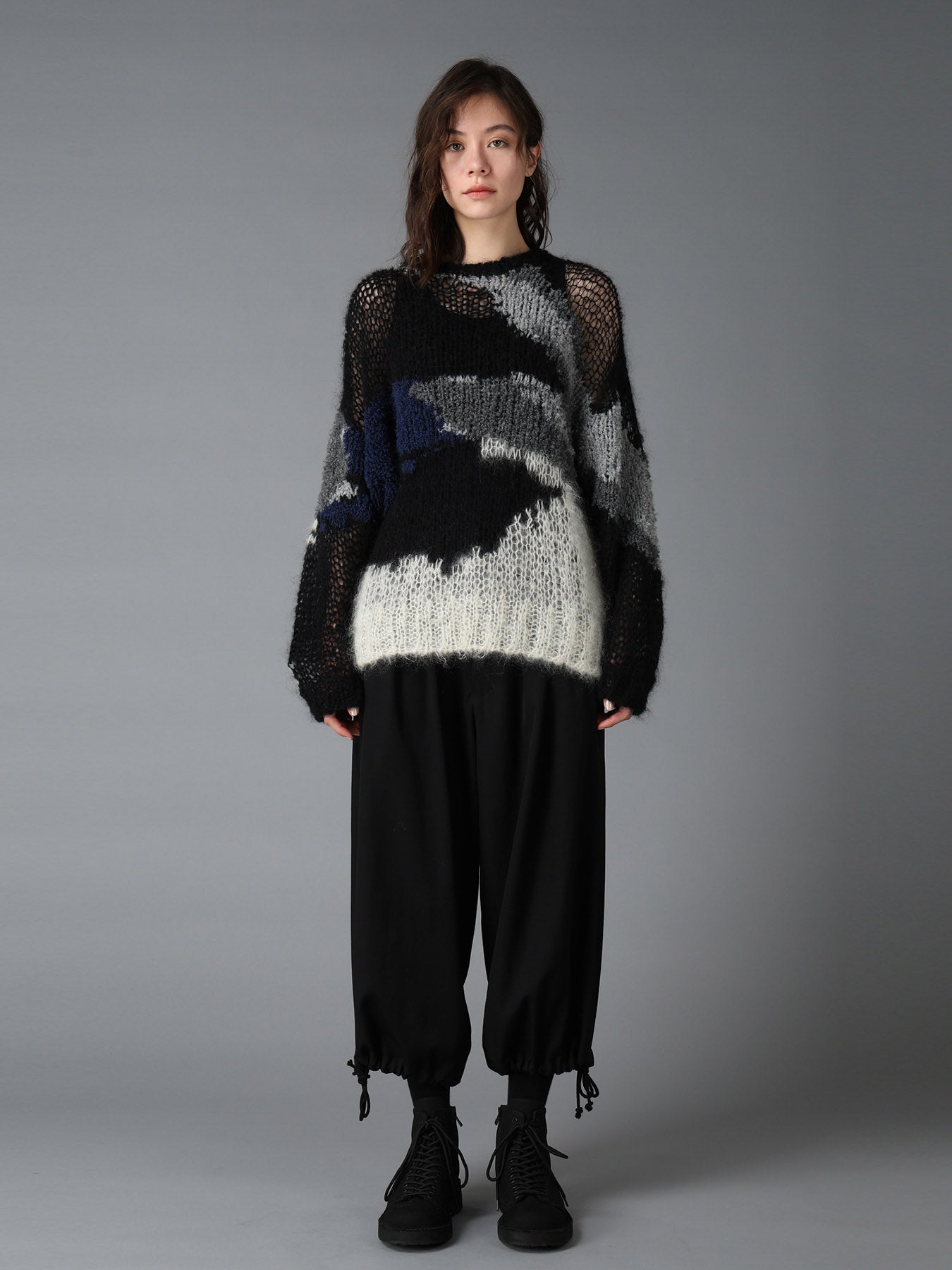 MOHAIR X BOUCLE INTARSIA KNIT PULLOVER – THE SHOP YOHJI YAMAMOTO