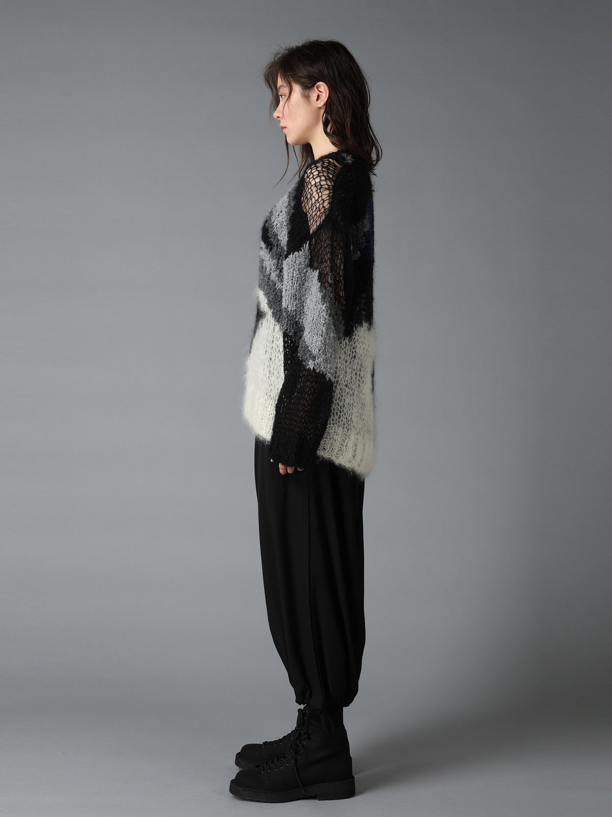 MOHAIR X BOUCLE INTARSIA KNIT PULLOVER