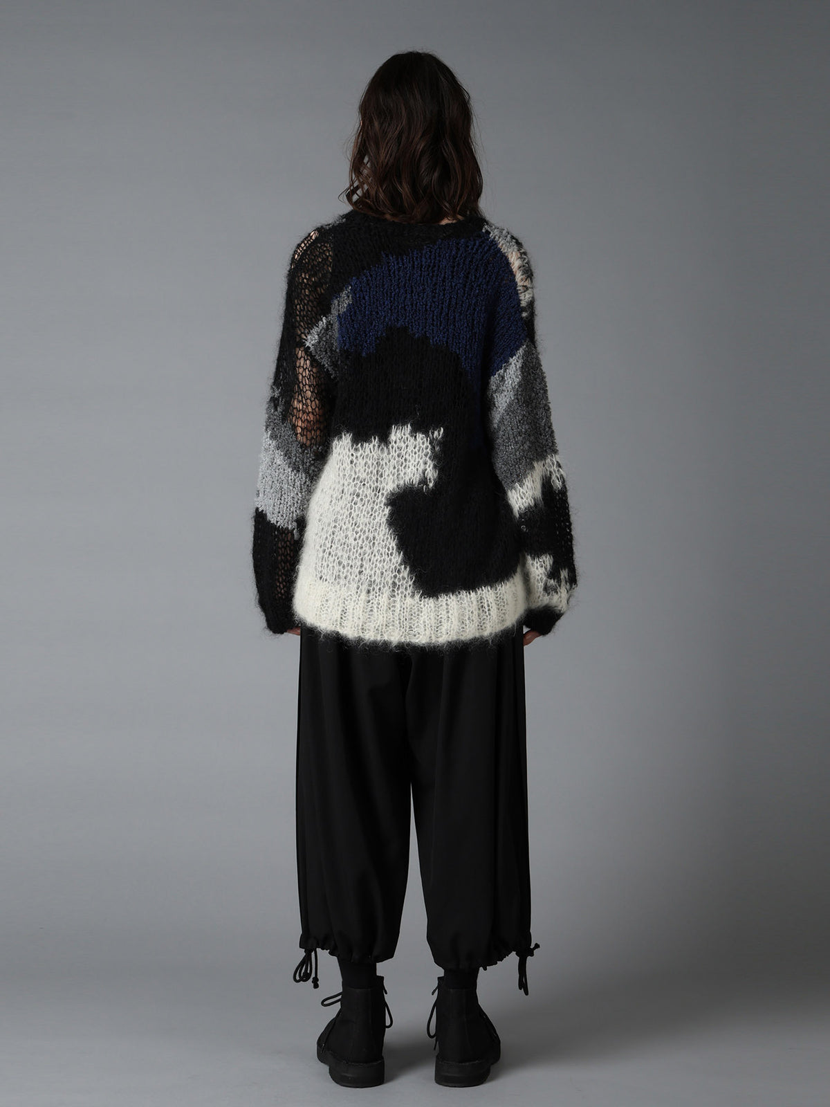 MOHAIR X BOUCLE INTARSIA KNIT PULLOVER