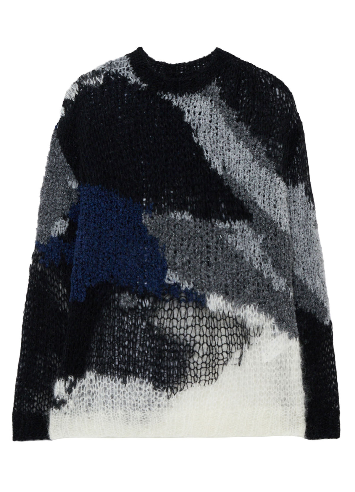 MOHAIR X BOUCLE INTARSIA KNIT PULLOVER
