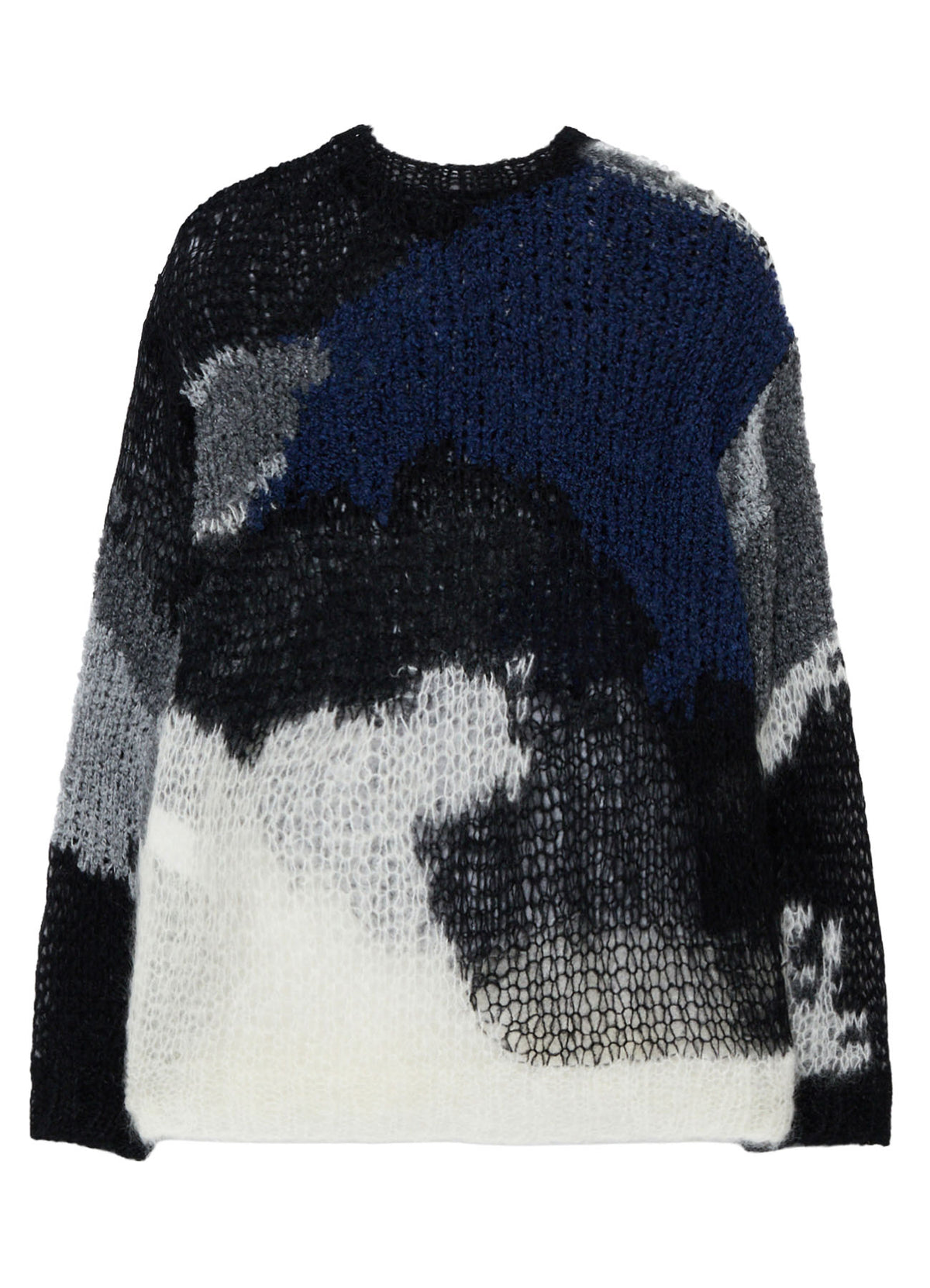 MOHAIR X BOUCLE INTARSIA KNIT PULLOVER