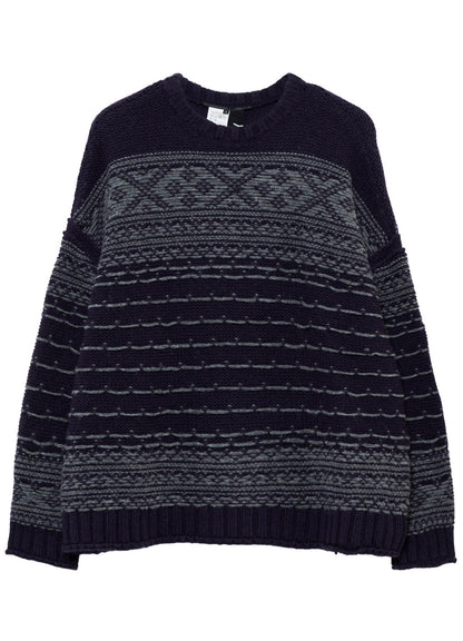 BULKY REVERSE JACQUARD BIG PULLOVER KNIT