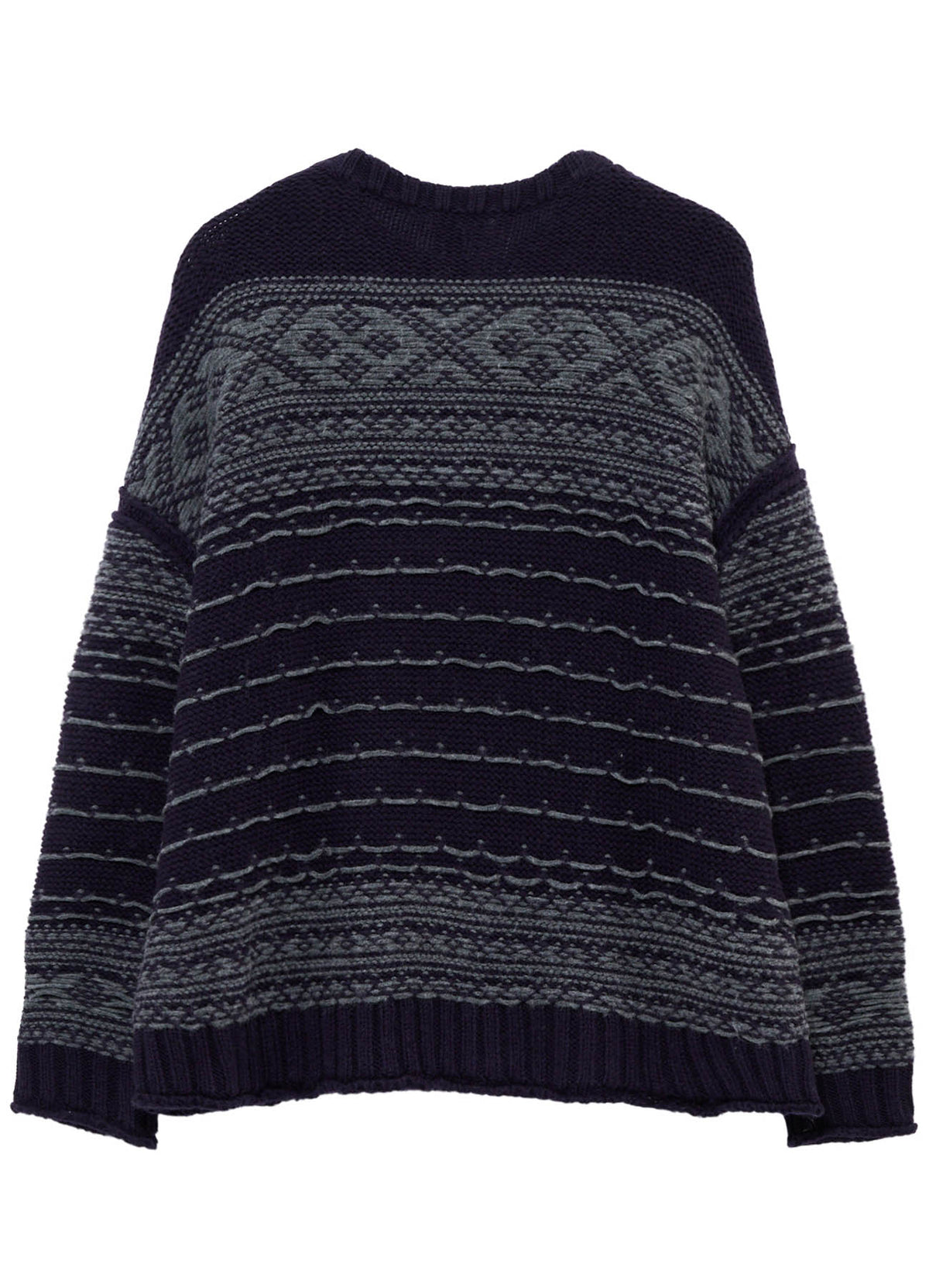 BULKY REVERSE JACQUARD BIG PULLOVER KNIT